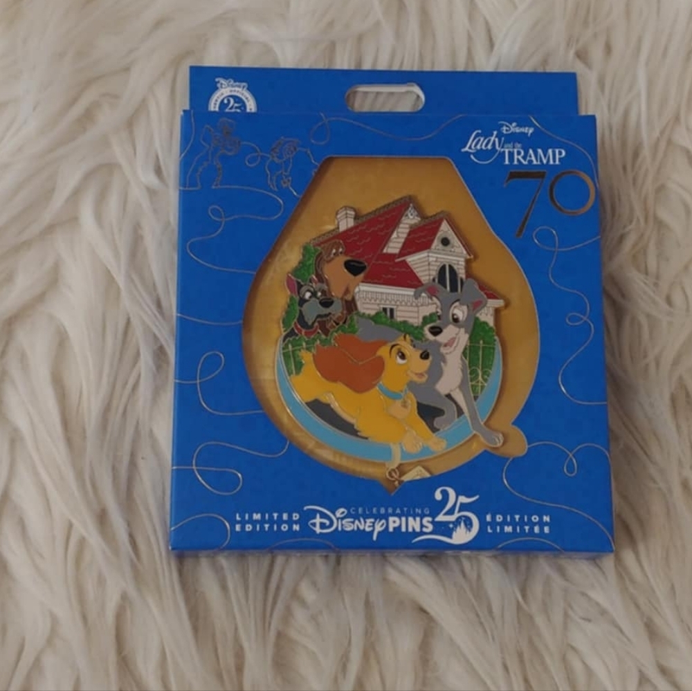 🐶FIRM! NWT DISNEY PARKS LADY AND THE TRAMP 70TH ANNIVERSARY JUMBO PIN (LE)